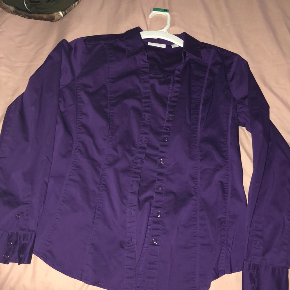 Deep purple button down blouse